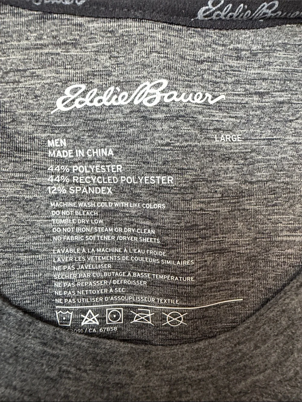 Eddie Bauer Mens Midweight Thermal Base Layer Set Winter Cold Weather Charcoal